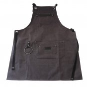 HILLO Canvas Chef Apron Grey with leather/cotton straps